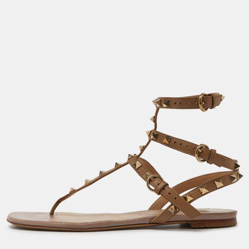 Pink Leather Rockstud Thong Flat Sandals Size 39 - Valentino - Modalova