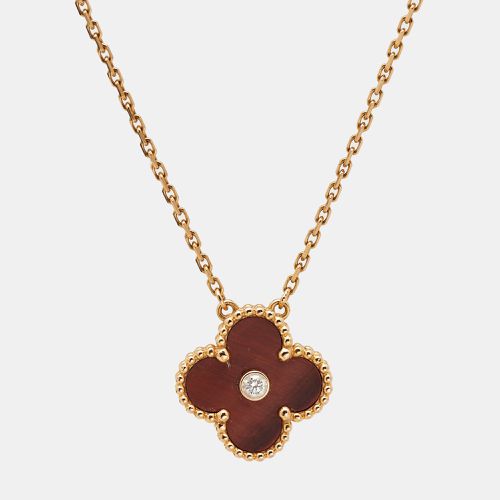 Vintage Alhambra Limited Edition 2017 Bulls Eye Stone and Diamond 18K Rose Gold Holiday Pendant Necklace - Van Cleef & Arpels - Modalova