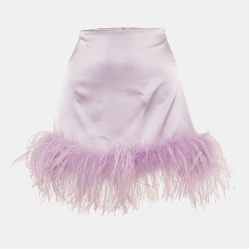 Satin Silk Feather Detail Mini Skirt S - Verguenza - Modalova