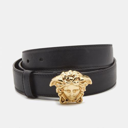 Leather Medussa Buckle Belt 90CM - Versace - Modalova