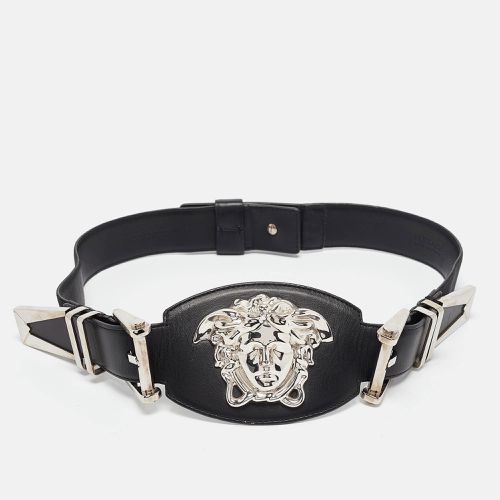 Leather and Canvas Medusa Buckle Wide Belt 85CM - Versace - Modalova