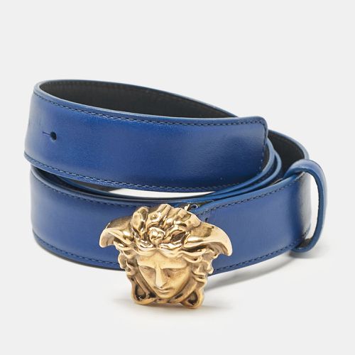 Leather Medusa Head Buckle Belt - Versace - Modalova