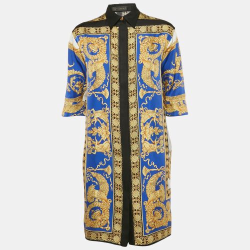 Yellow Barocco Print Silk Shirt Dress XS - Versace - Modalova