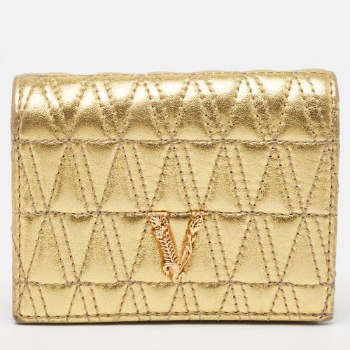 Quilted Leather Virtus Flap Card Case - Versace - Modalova