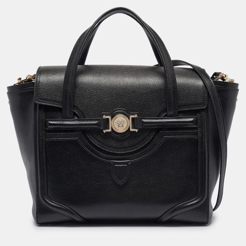 Leather Medium Signature Flap Tote - Versace - Modalova