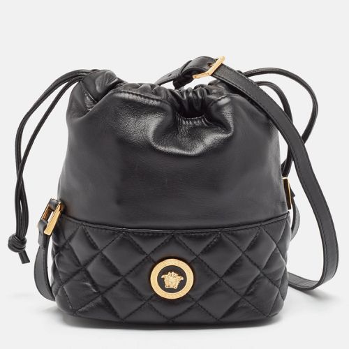 Quilted Leather Medusa Drawstring Bucket Bag - Versace - Modalova