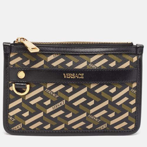 Coated Canvas and Leather La Greca Clutch - Versace - Modalova