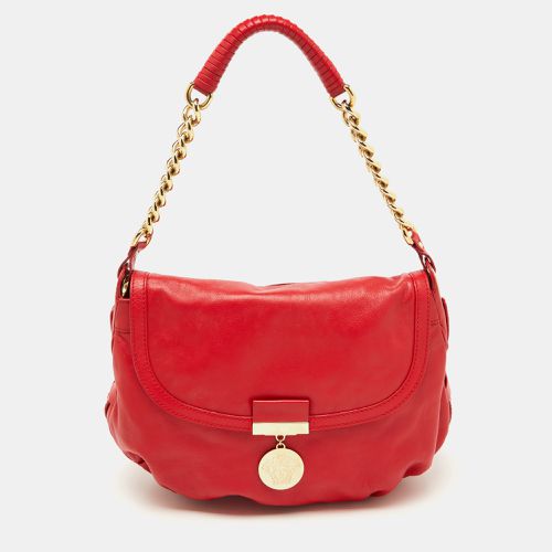 Leather Medusa Lock Flap Shoulder Bag - Versace - Modalova