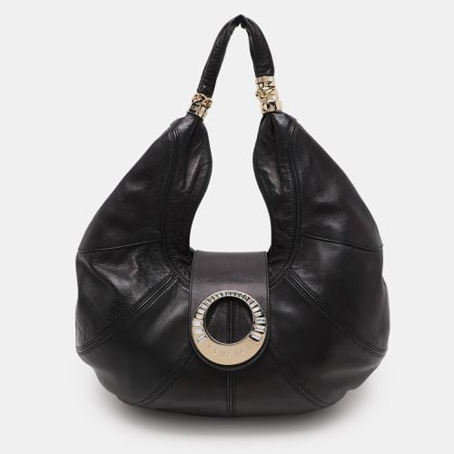 Leather Crystal Embellished Flap Hobo - Versace - Modalova