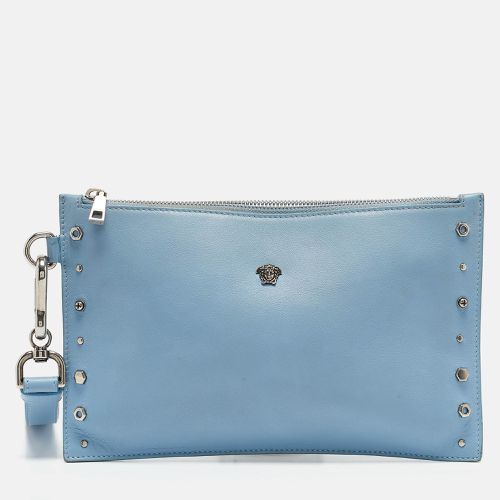 Leather Studded Medusa Wristlet Pouch - Versace - Modalova