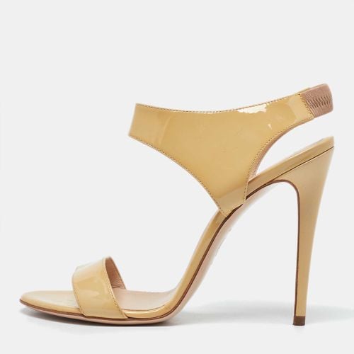 Beige Patent Leather Open Toe Slingback Sandals Size 39 - Versace - Modalova