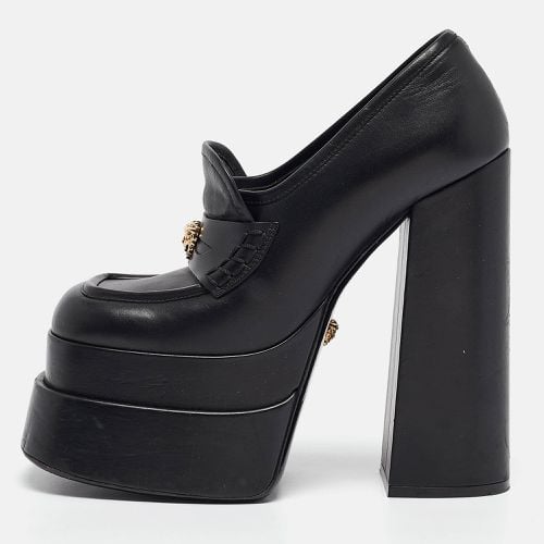 Leather Aevitas Block Heel Pumps Size 36 - Versace - Modalova