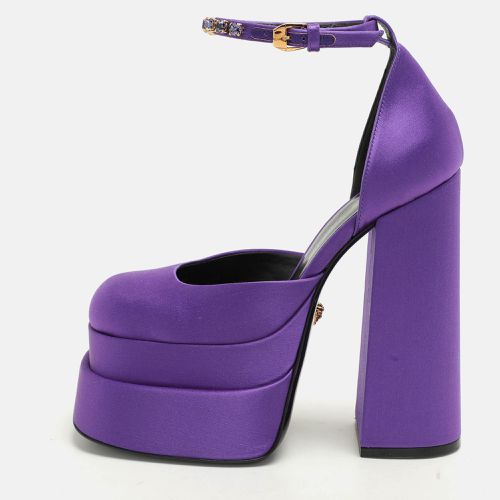 Purple Satin Medusa Aevitas Double Platform Pumps Size 36 - Versace - Modalova