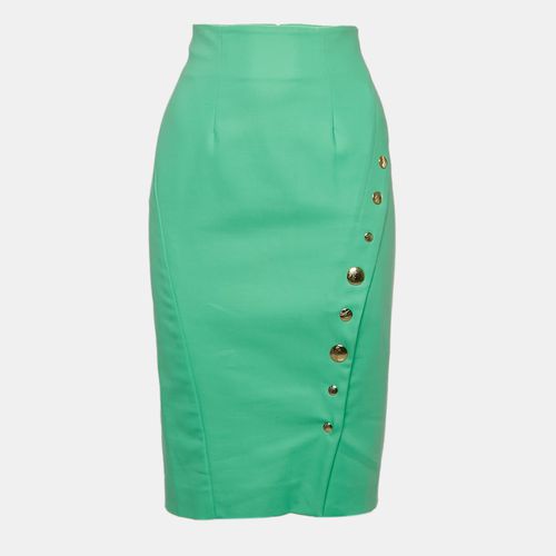 Cotton Blend Button Detail Pencil Skirt M - Versace Collection - Modalova