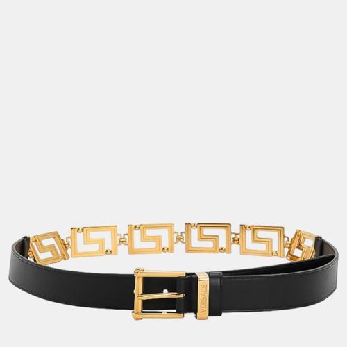 Leather La Greca Leather Belt 100 CM - Versace - Modalova