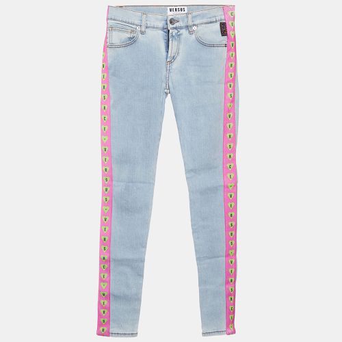 Denim Logo Printed Side Strip Detail Slim Fit Jeans S Waist 28" - Versus Versace - Modalova