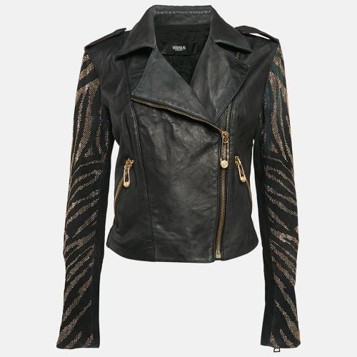 Embellished Leather Zip-Up Jacket M - Versus Versace - Modalova