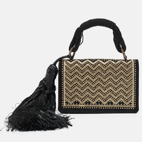 Suede Embroidered Tassel Clutch - Yves Saint Laurent - Modalova