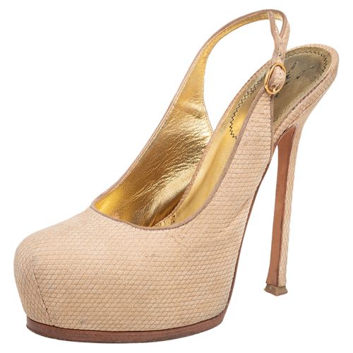 Snakeskin Embossed Suede Tribtoo Slingback Pumps Size 39 - Yves Saint Laurent - Modalova