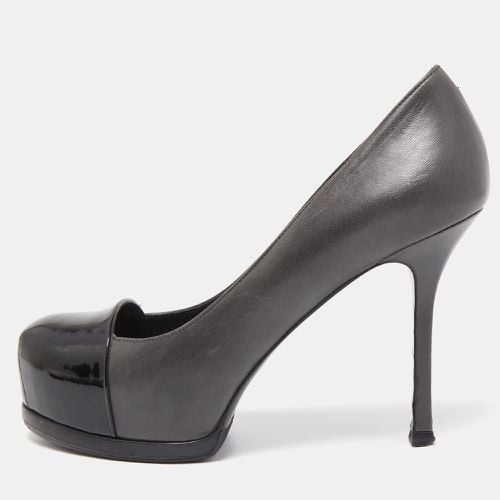 Black Leather and Patent Tribtoo Pumps Size 36 - Yves Saint Laurent - Modalova