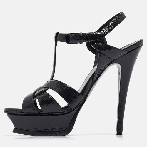 Textured Patent Leather Tribute Platform Ankle Strap Sandals Size 36.5 - Yves Saint Laurent - Modalova