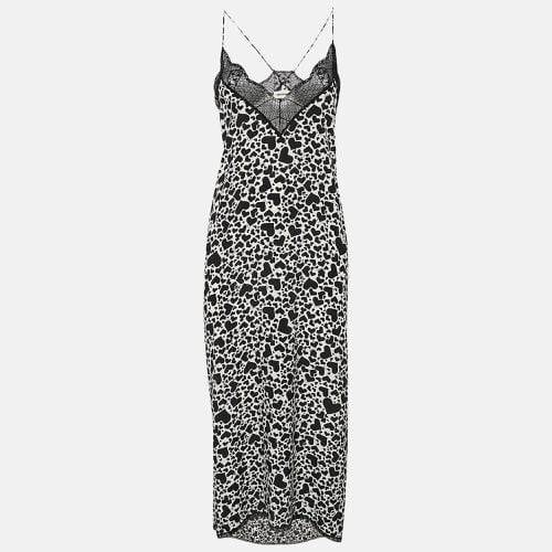 White Hearts Risty Print Silk and Lace Trim Midi Slip Dress L - Zadig & Voltaire - Modalova