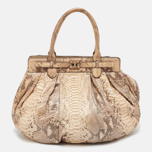 Brown Shimmer Python Puffy Hobo - Zagliani - Modalova