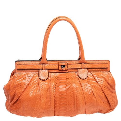 Python Leather Puffy Satchel - Zagliani - Modalova