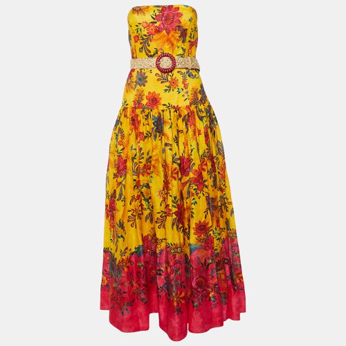 Floral Print Linen Ginger Strapless Long Dress L - Zimmermann - Modalova