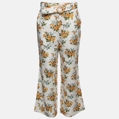 Floral Printed Linen Belted Straight Pants M - Zimmermann - Modalova