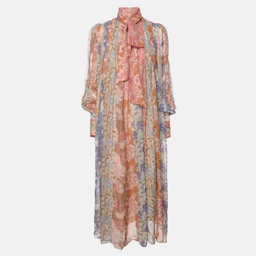 Floral Print Chiffon Tie Neck Midi Dress S - Zimmermann - Modalova