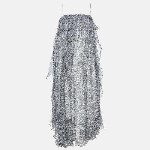 Printed Lurex Silk Empire Mist Dress M - Zimmermann - Modalova