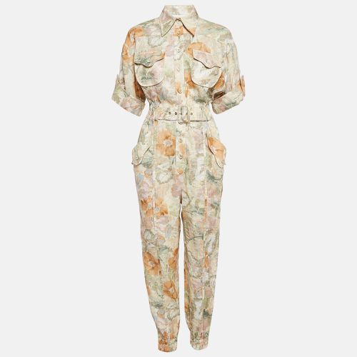 Floral Print Linen Belted Jumpsuit S - Zimmermann - Modalova