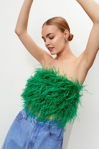 Womens Feather Cropped Bandeau Corset Top - - 14 - Nasty Gal - Modalova