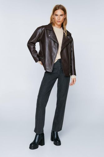 Womens Faux Leather Oversized Biker Jacket - - 4 - Nasty Gal - Modalova