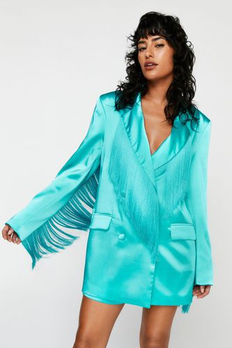 Womens Bonded Satin Fringe Blazer - - 4 - Nasty Gal - Modalova