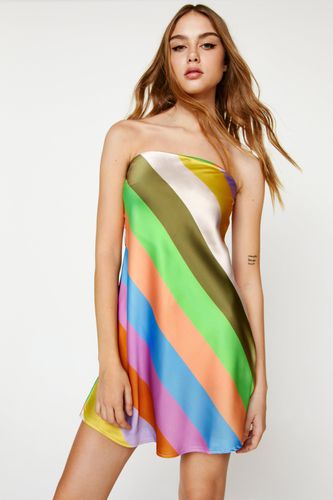 Womens Stripe Satin Bandeau Mini Dress - - 6 - Nasty Gal - Modalova