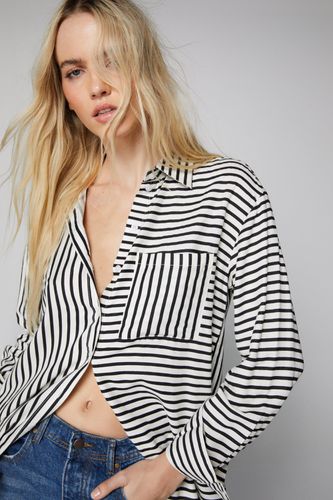 Womens Stripe Longline Button Down Shirt - - 8 - Nasty Gal - Modalova