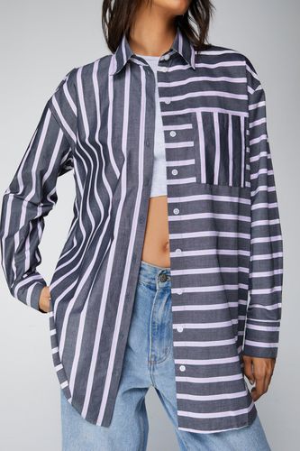 Womens Stripe Longline Button Down Shirt - - 6 - Nasty Gal - Modalova