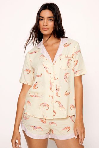 Womens Rayon Shrimp Stripe Boxy Shirt And Shorts Pajama Set - - S - Nasty Gal - Modalova