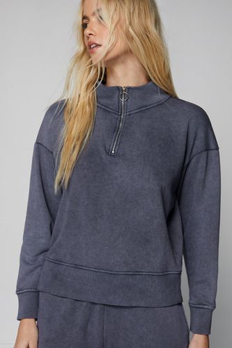 Womens Acid Wash Quarter Zip Oversized Sweatshirt - - L - Nasty Gal - Modalova