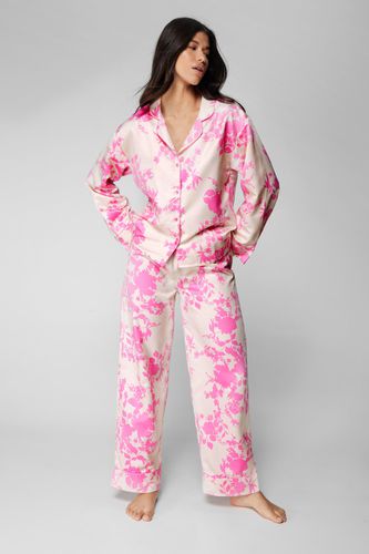 Womens Satin Floral Pajama trousers Set - - S - Nasty Gal - Modalova