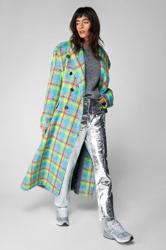 Womens Premium Plaid Tailored Longline Coat - 4 - Nasty Gal - Modalova