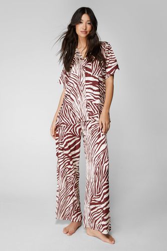 Womens Satin Zebra Oversized Pajama trousers Set - - L - Nasty Gal - Modalova