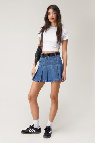Womens Petite Denim Pleated Mini Skirt - - 4 - Nasty Gal - Modalova