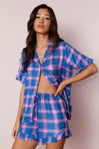Paisley Lace Trim Ruffle Cami Top And Shorts Pajama Set