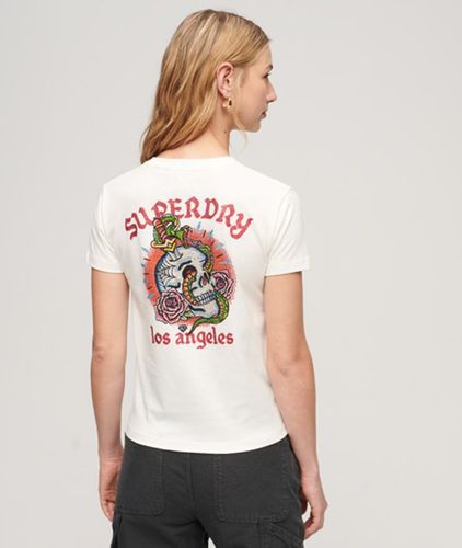 Damen Figurbetontes Tattoo-t-shirt mit Strassbesatz - Größe: 36 - Superdry - Modalova