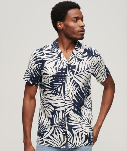 Men's Leinenhemd mit Offenem Kragen und Print - Größe: M - Superdry - Modalova