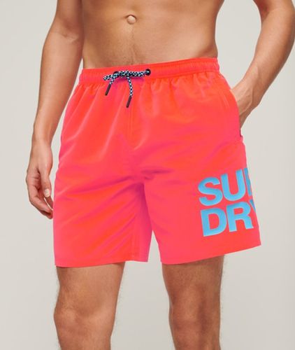 Herren 17" Sportswear Badeshorts Aus Recyceltem Material Mit Logo, Orange, Größe: M - Superdry - Modalova