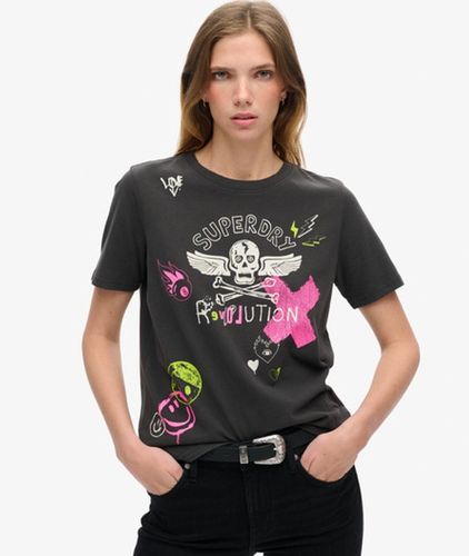 Damen Lässiges Lo-fi T-shirt mit Punk-poster - Größe: 36 - Superdry - Modalova